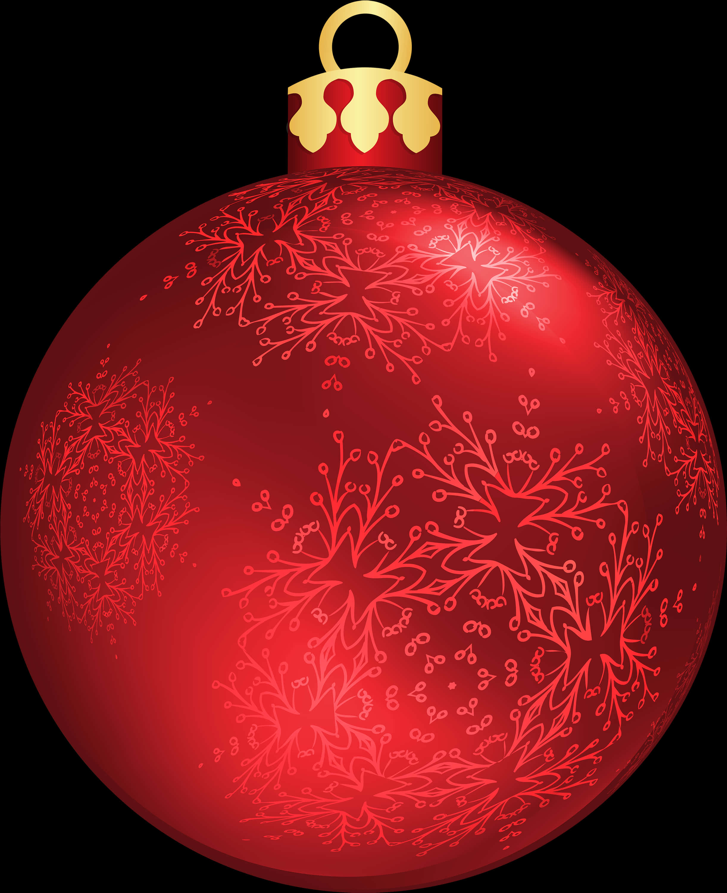 Red Christmas Ornamentwith Snowflake Patterns PNG