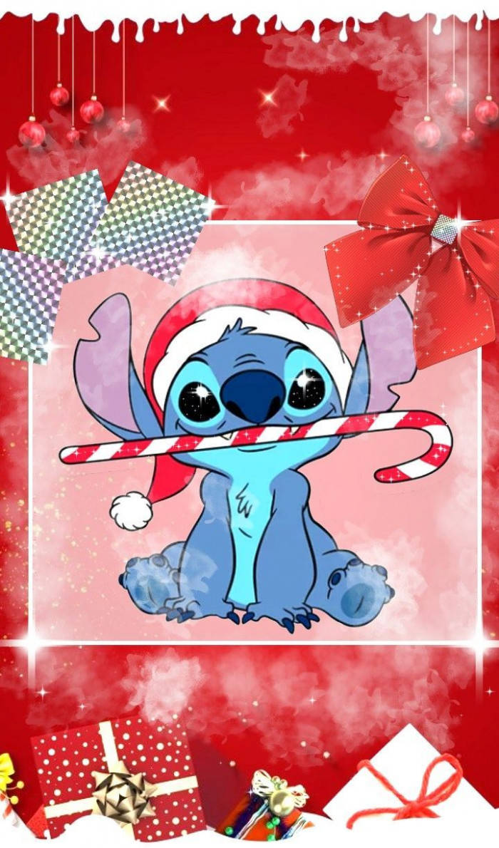 Red Christmas Stitch With Presents Wallpaper