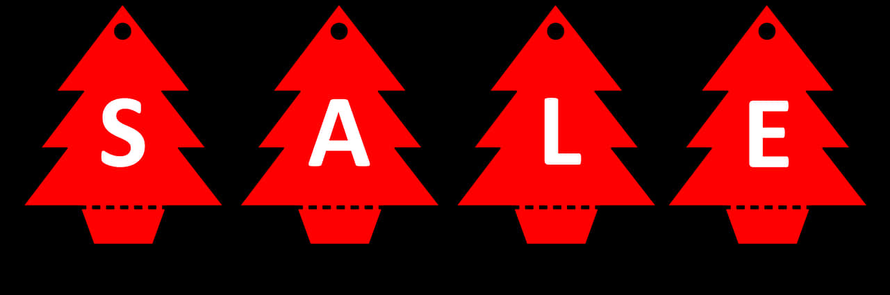 Red Christmas Tree Sale Banners PNG