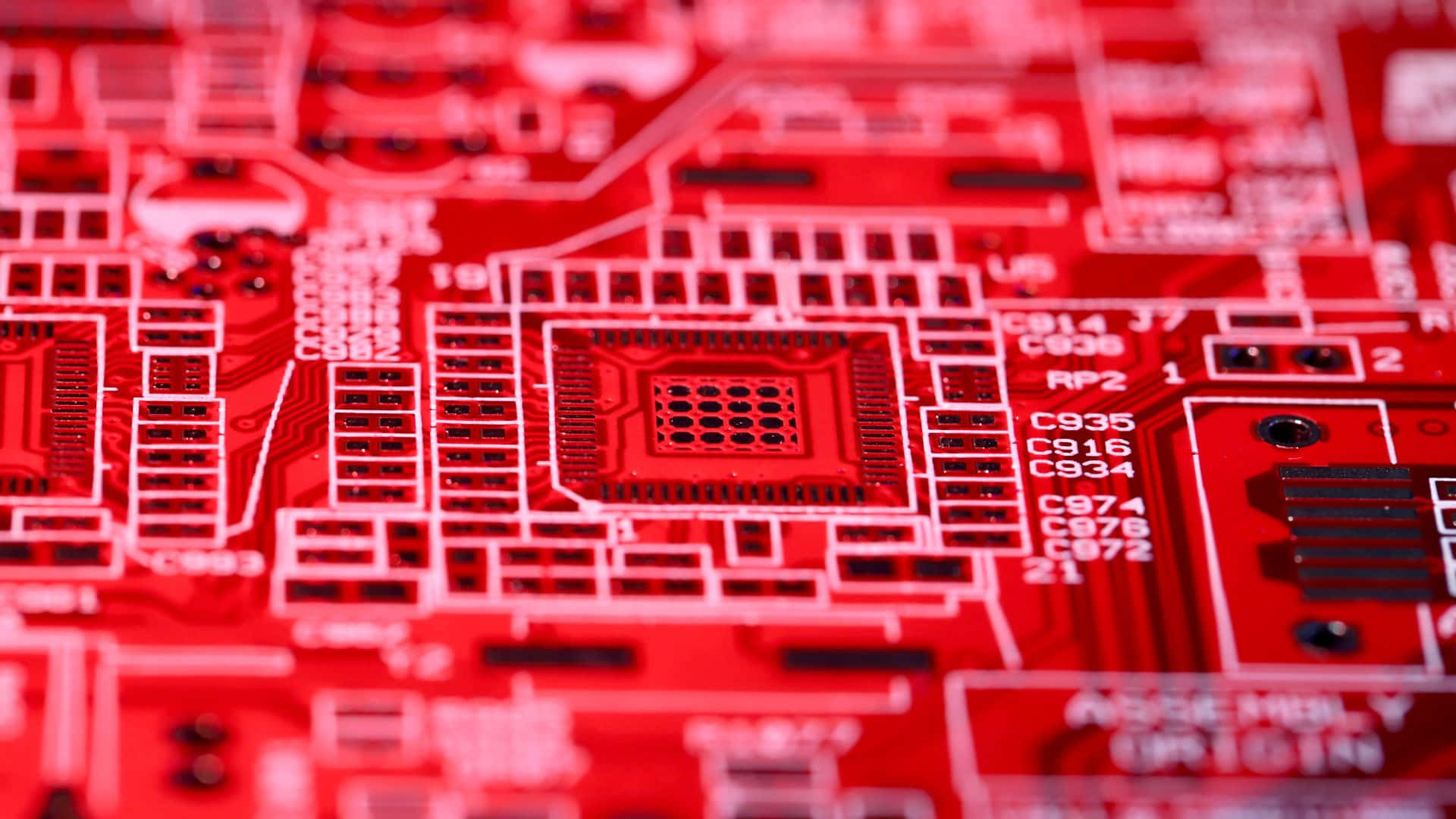 Red Circuit Board Closeup Wallpaper