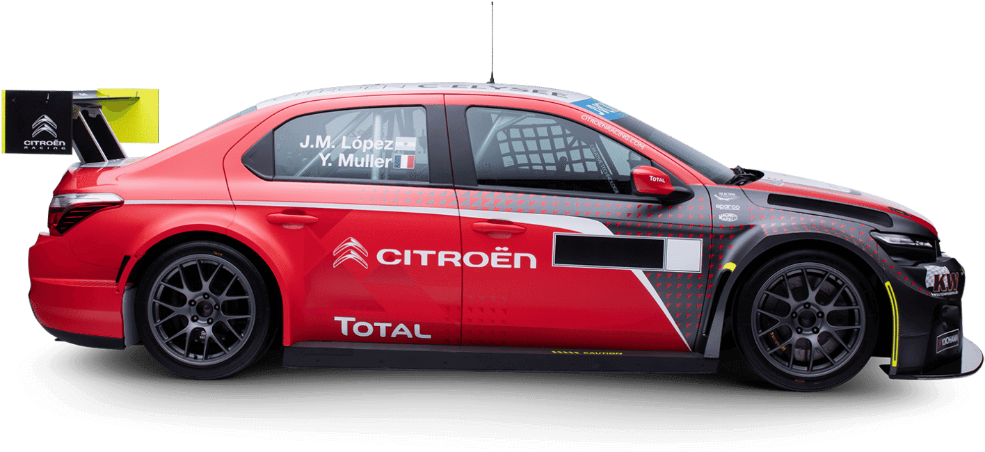 Red Citroen Racing Car Side View PNG