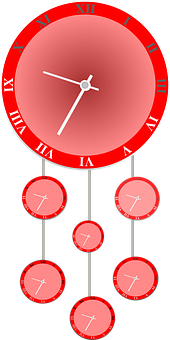Red Clock Hierarchy Illustration PNG