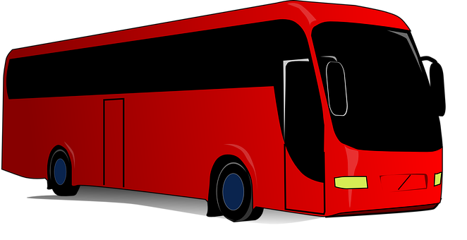 Red Coach Bus Side View PNG