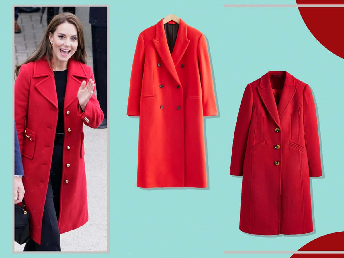 Stylish Red Coat Overlooking the City Wallpaper