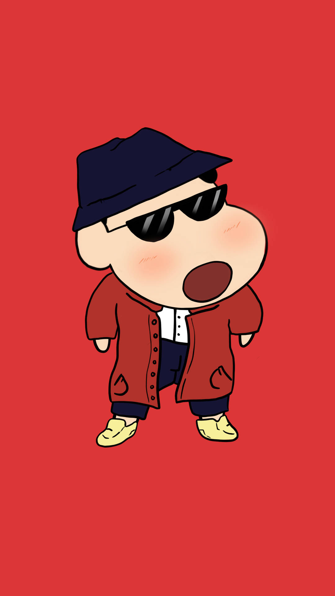 Red Coat Shin Chan Cartoon Wallpaper
