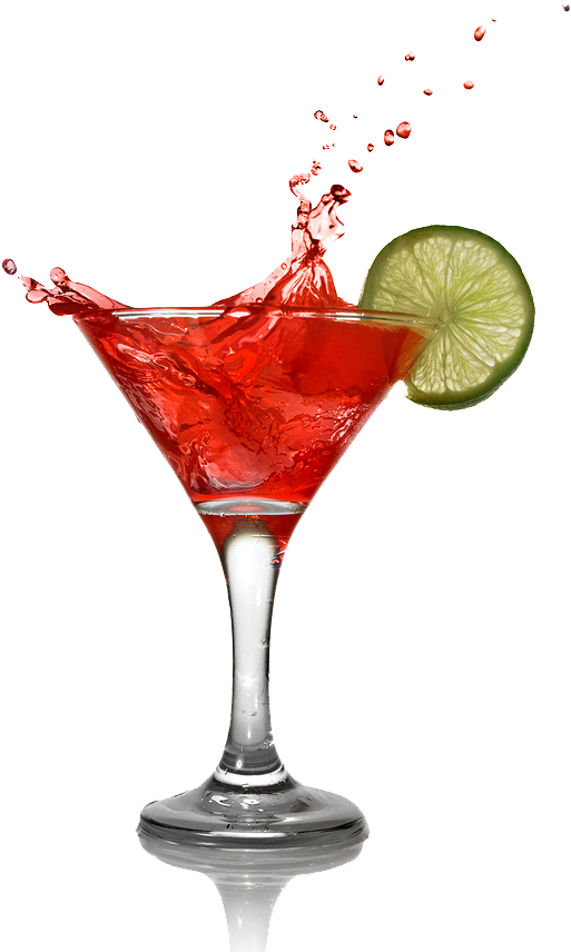 Red Cocktail Splash Lime Garnish.png PNG