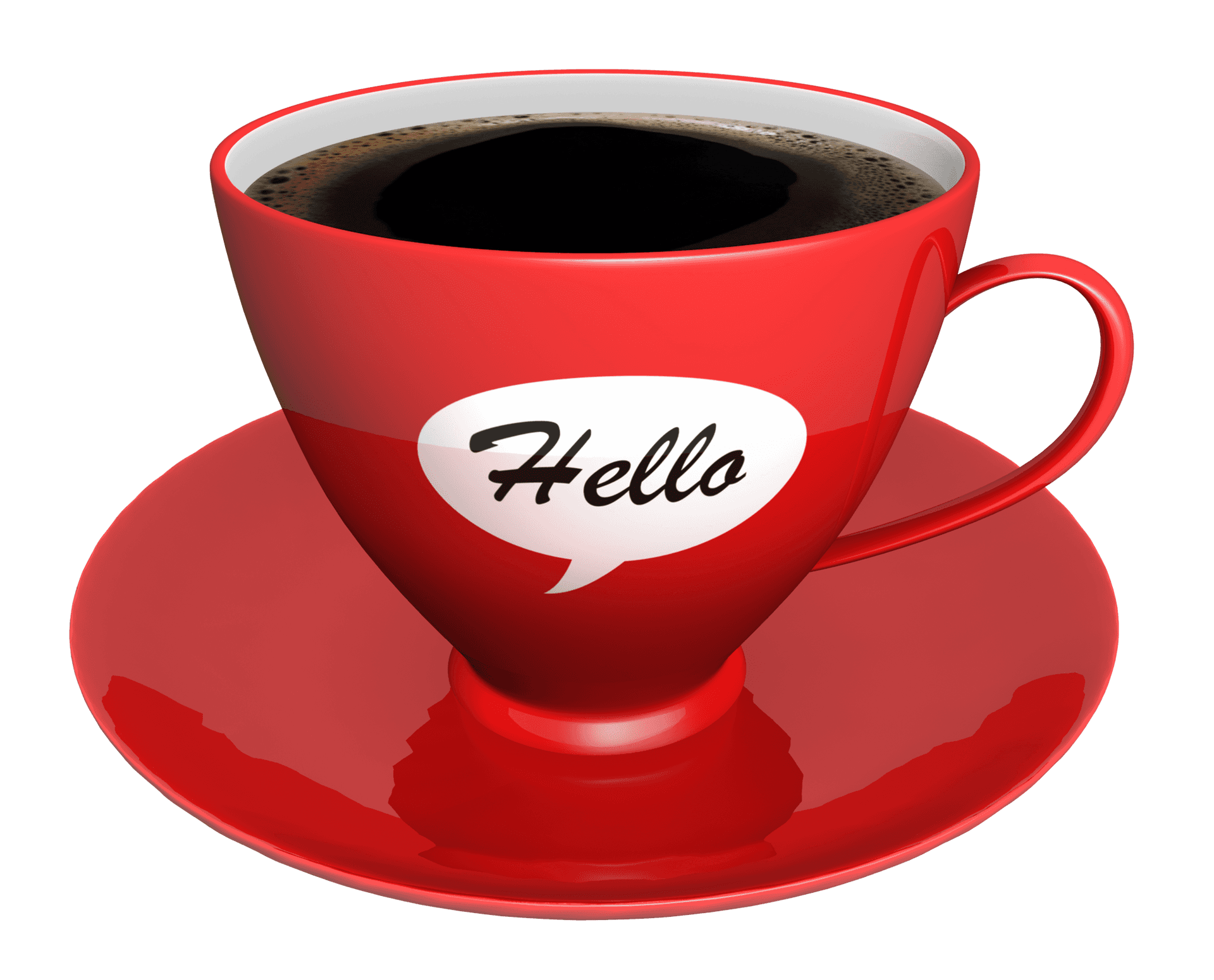 Red Coffee Cup Greeting PNG