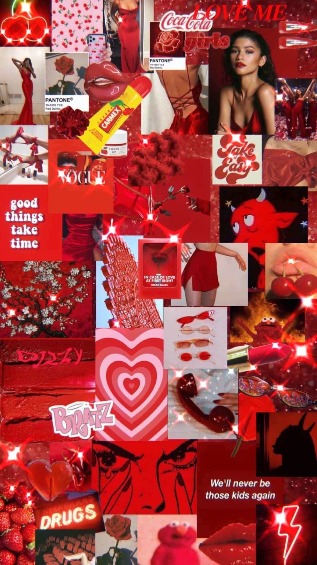 A Red Collage to Brighten Your Walls Wallpaper