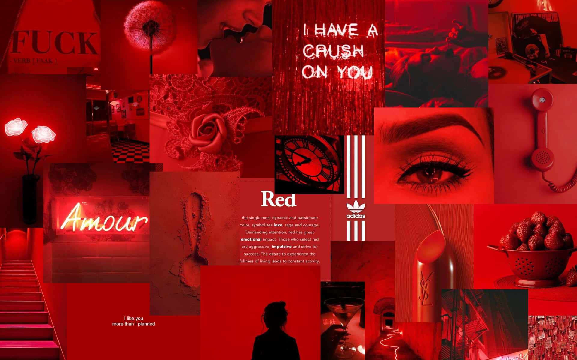 A bright and vibrant red collage to brighten your day Wallpaper