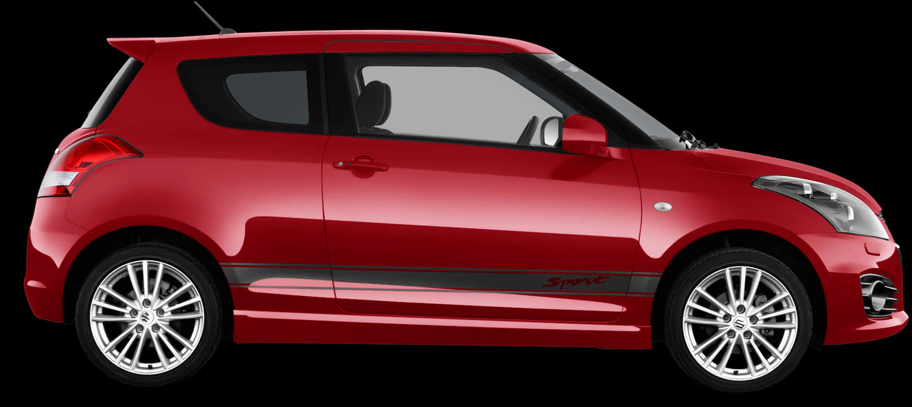 Red Compact Hatchback Side View PNG