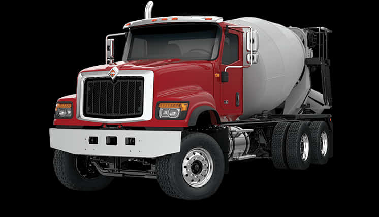 Red Concrete Mixer Truck PNG