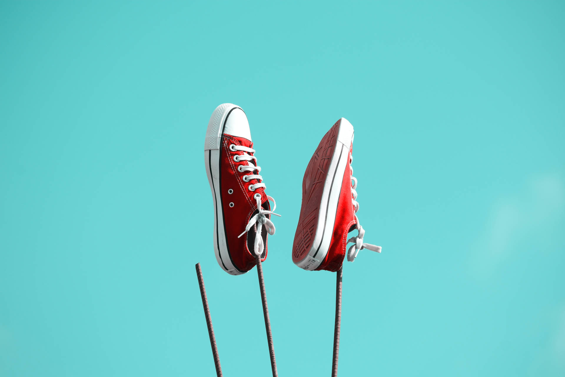 Red Converse Shoes Iron Bars