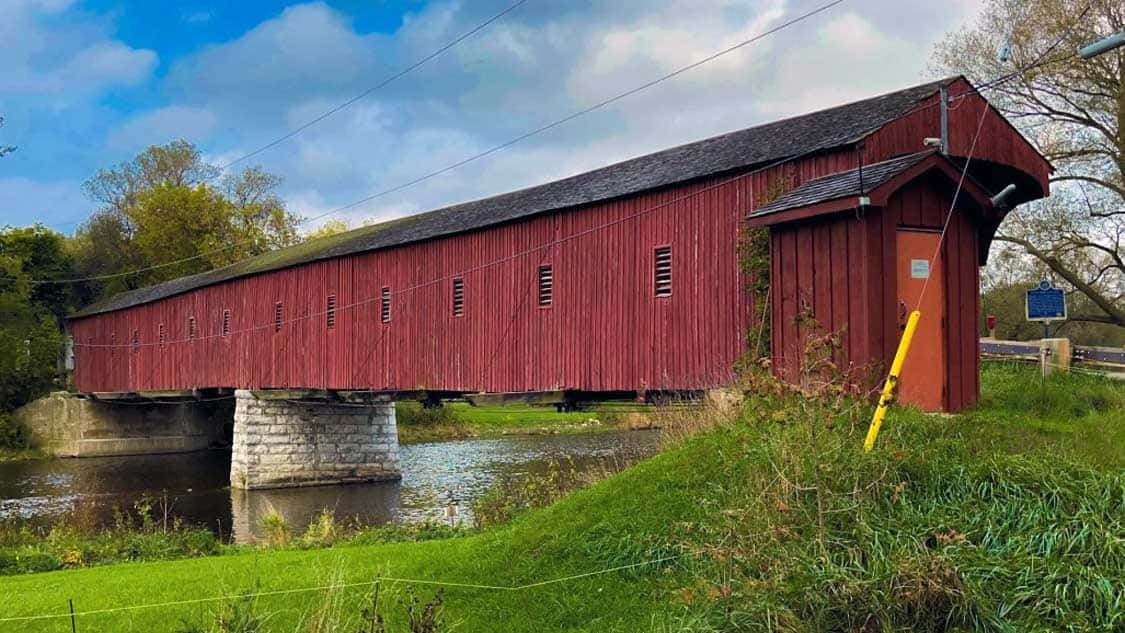 Red Covered Bridge Waterloo Region Wallpaper