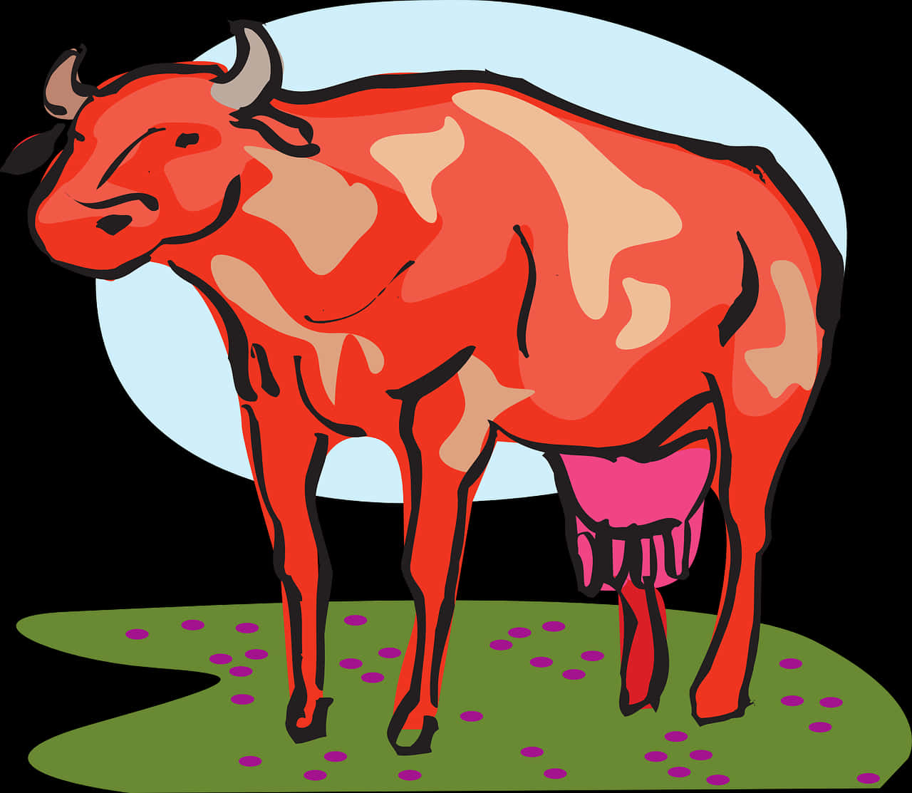 Red Cow Illustration PNG