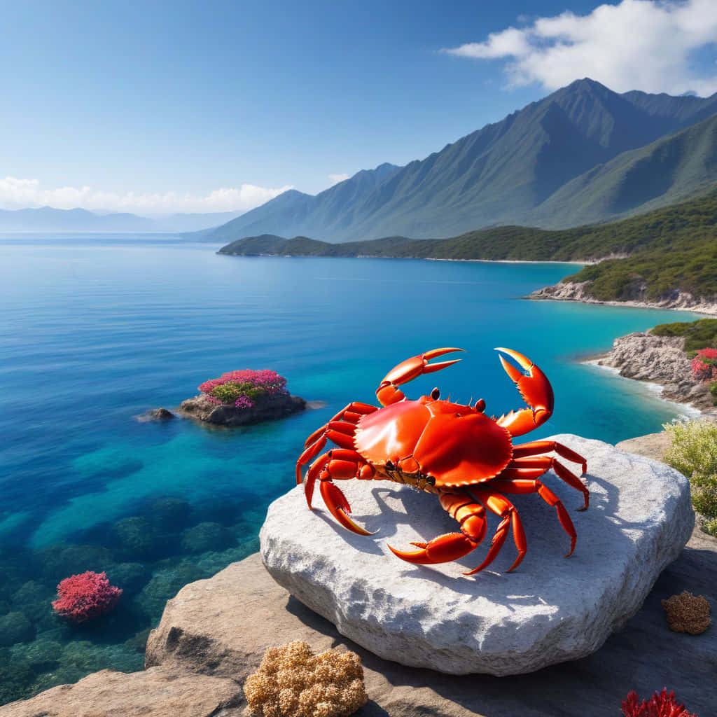 Red Crab Coastal View Wallpaper