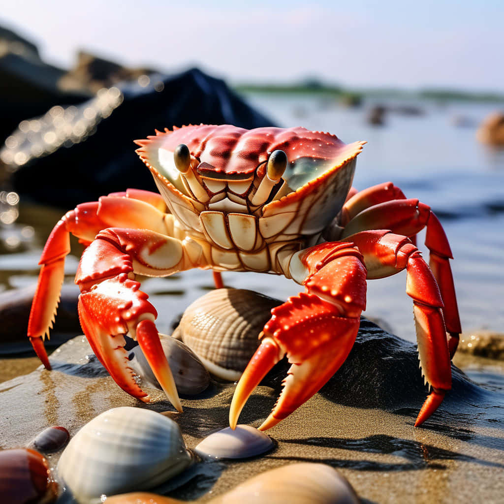 Red Crab On Beach Sand Wallpaper