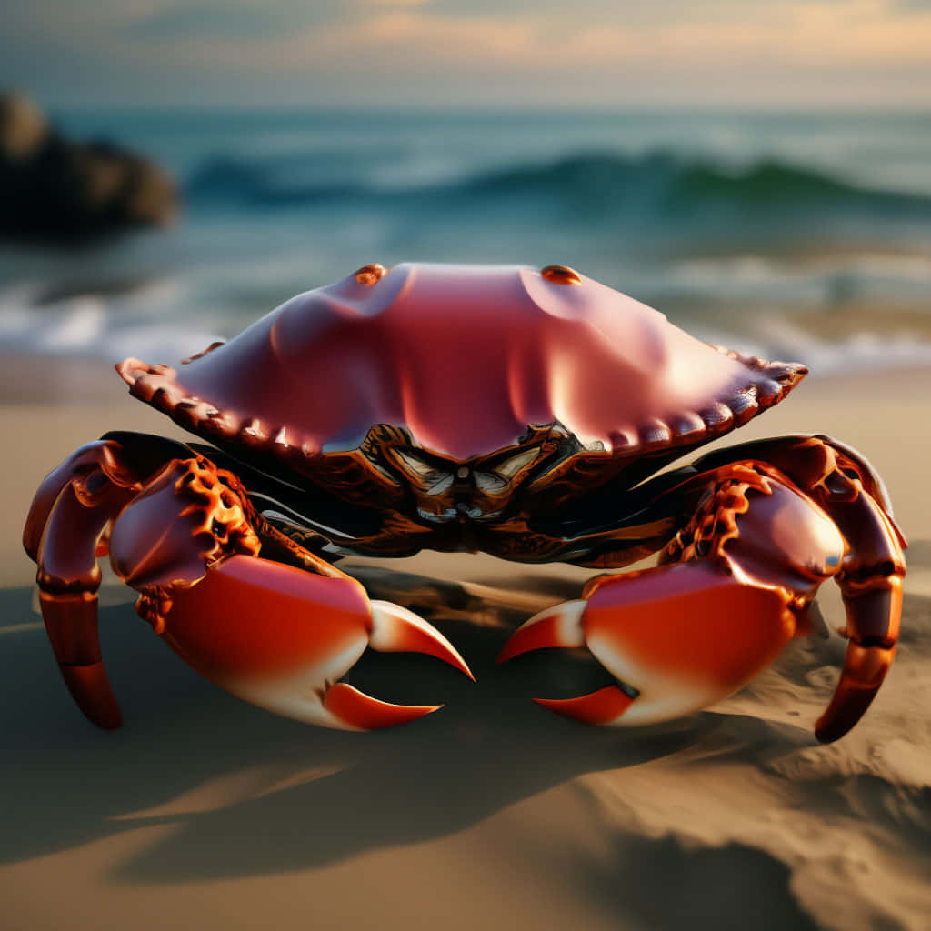 Red Crab On Beach Sunset Wallpaper