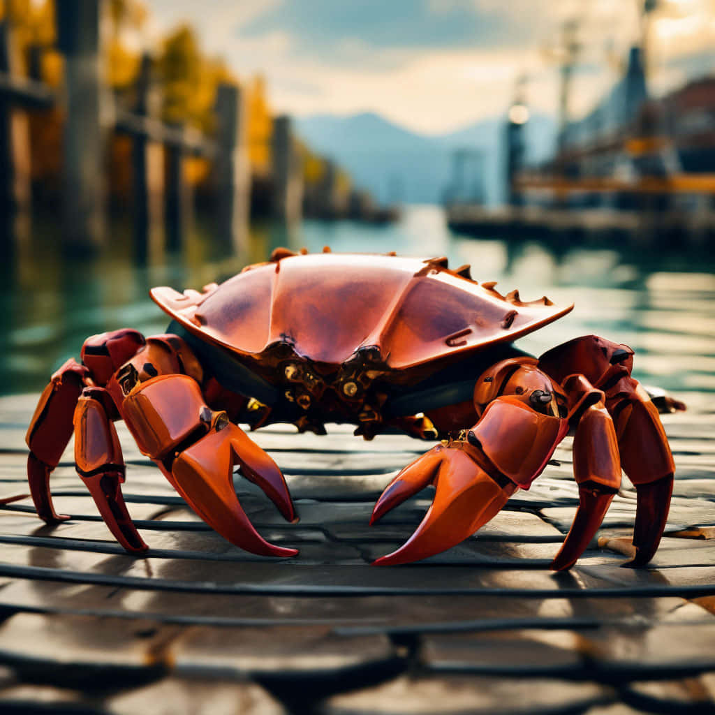 Red Crab Waterfront Dock Wallpaper