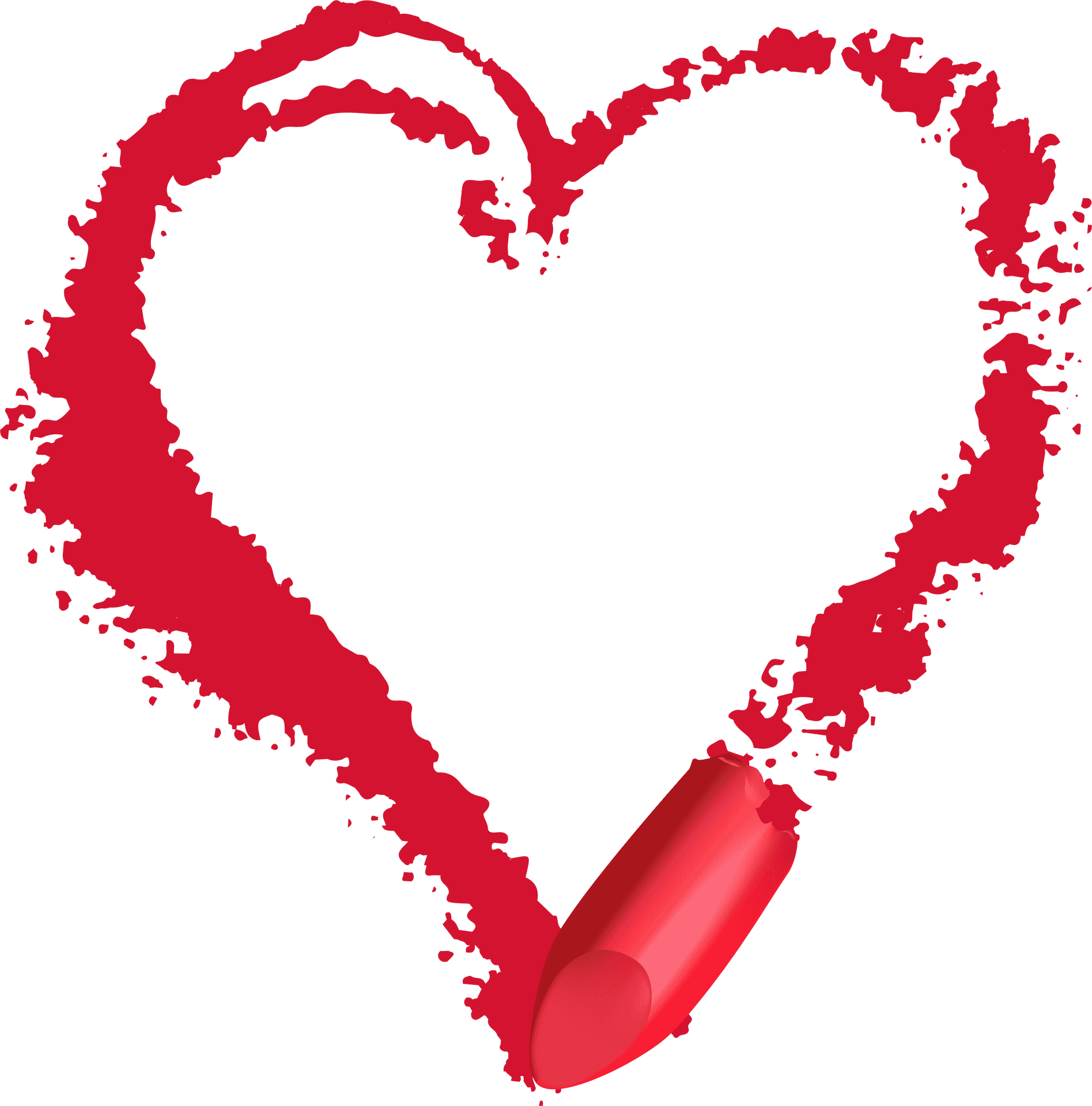 Red Crayon Heart Drawing PNG