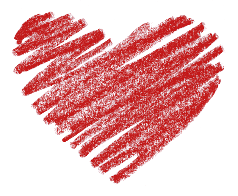 Red Crayon Heart Drawing PNG