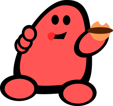 Red Creature Holding Sweets PNG