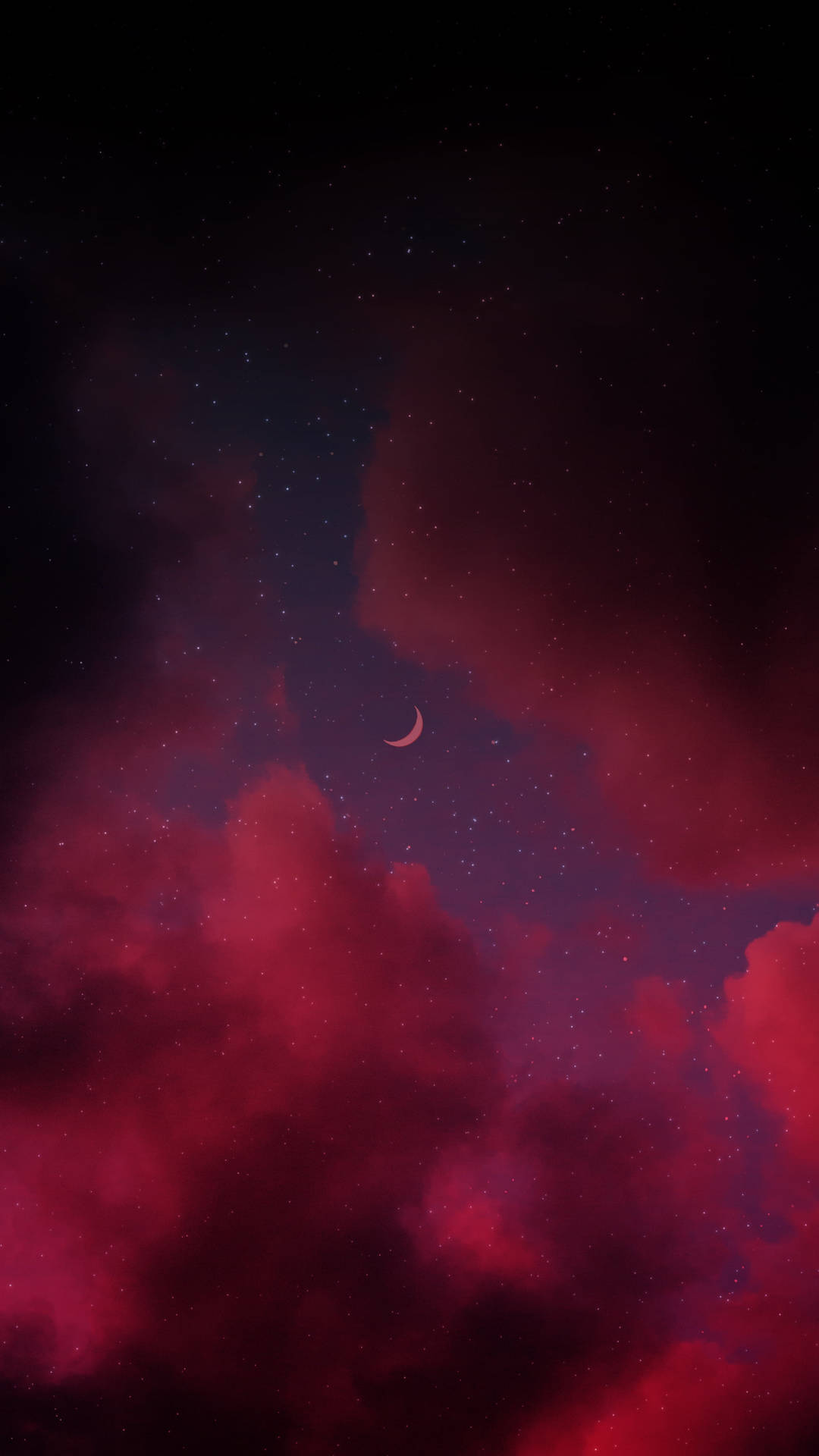 Rödhalvmåne Stjärnklar Natt. Wallpaper