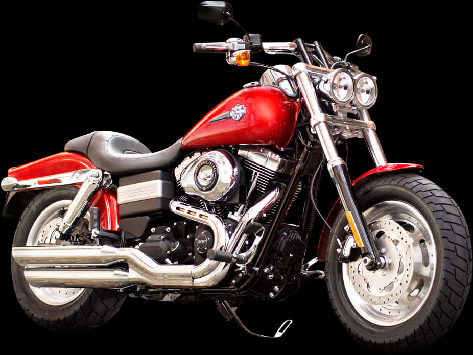 Red Cruiser Motorcycle Black Background PNG