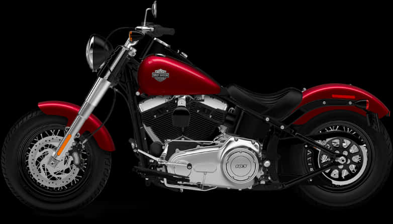 Red Cruiser Motorcycle Black Background PNG