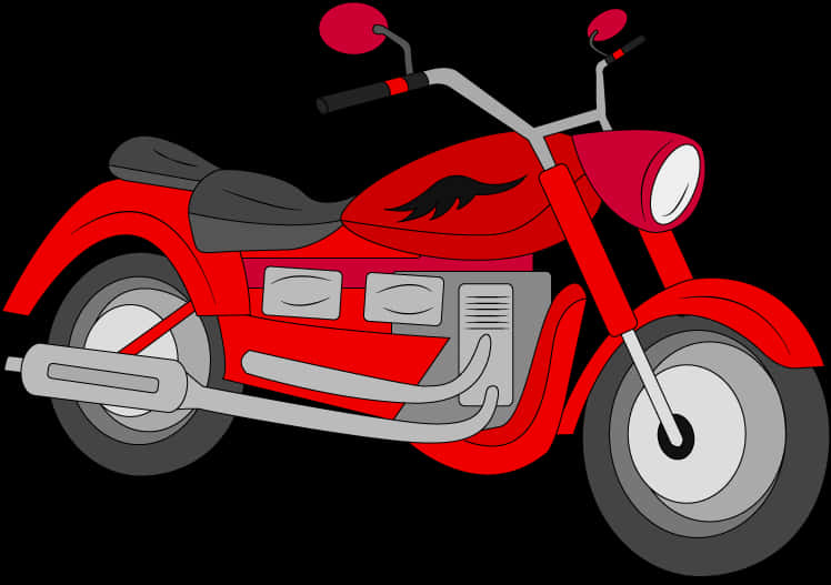 Red Cruiser Motorcycle Illustration PNG