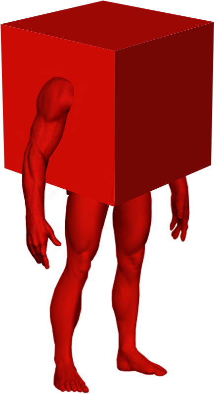 Red Cube Humanoid Surrealism.png PNG