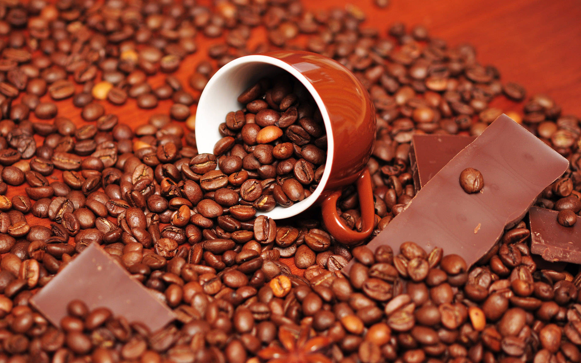 Red Cup With Coffee Beans Picture