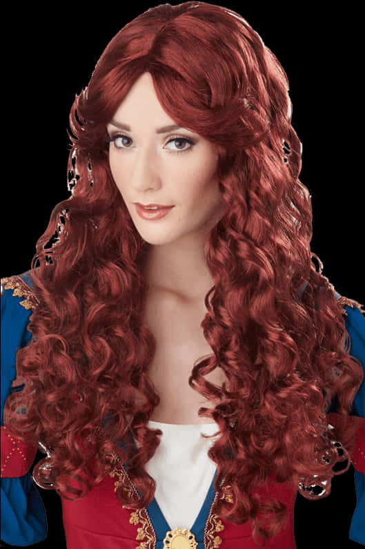 Red Curly Wig Costume Accessory PNG