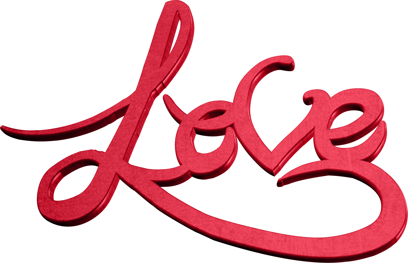 Red Cursive Love Text PNG