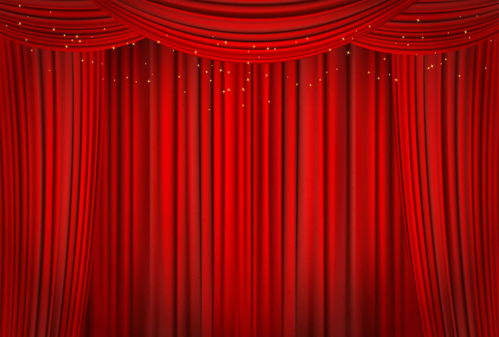 Red Curtain With Golden Stars On The Stage