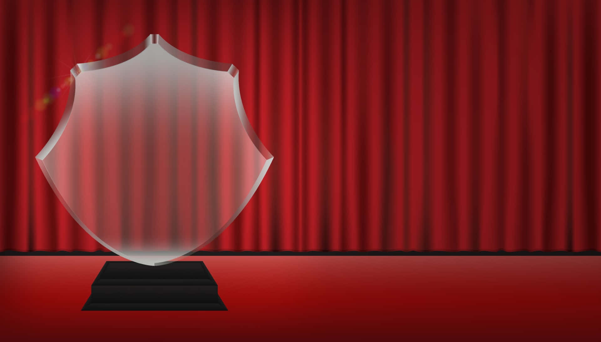 A Shield On A Red Curtain Background