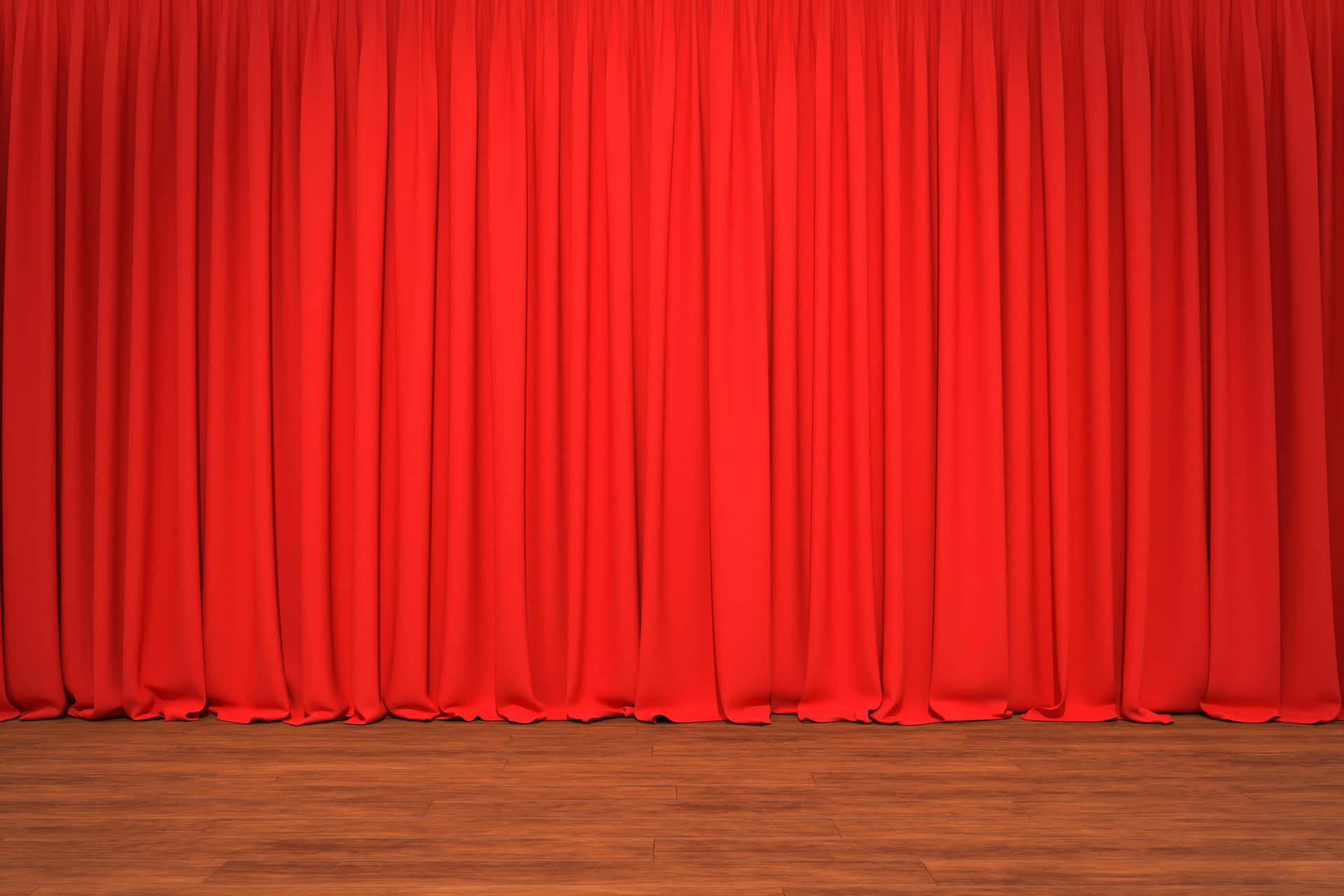 Red Curtain On A Wooden Floor