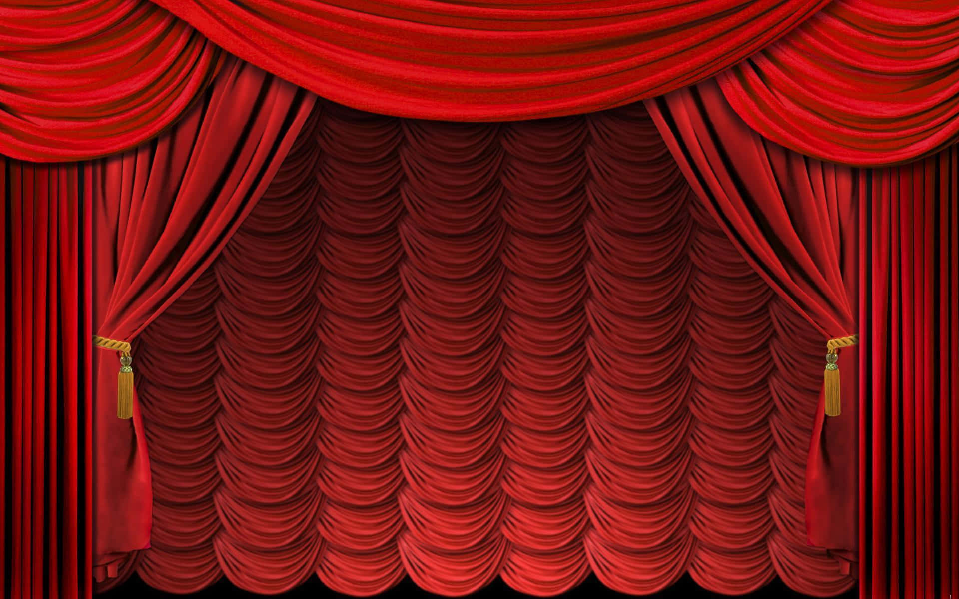 Red Curtains Theater Drawing Wallpaper