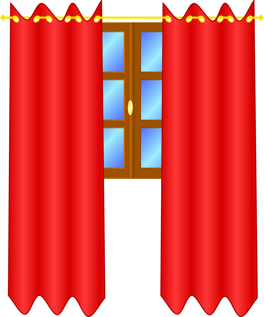 Red Curtains Window Scene PNG