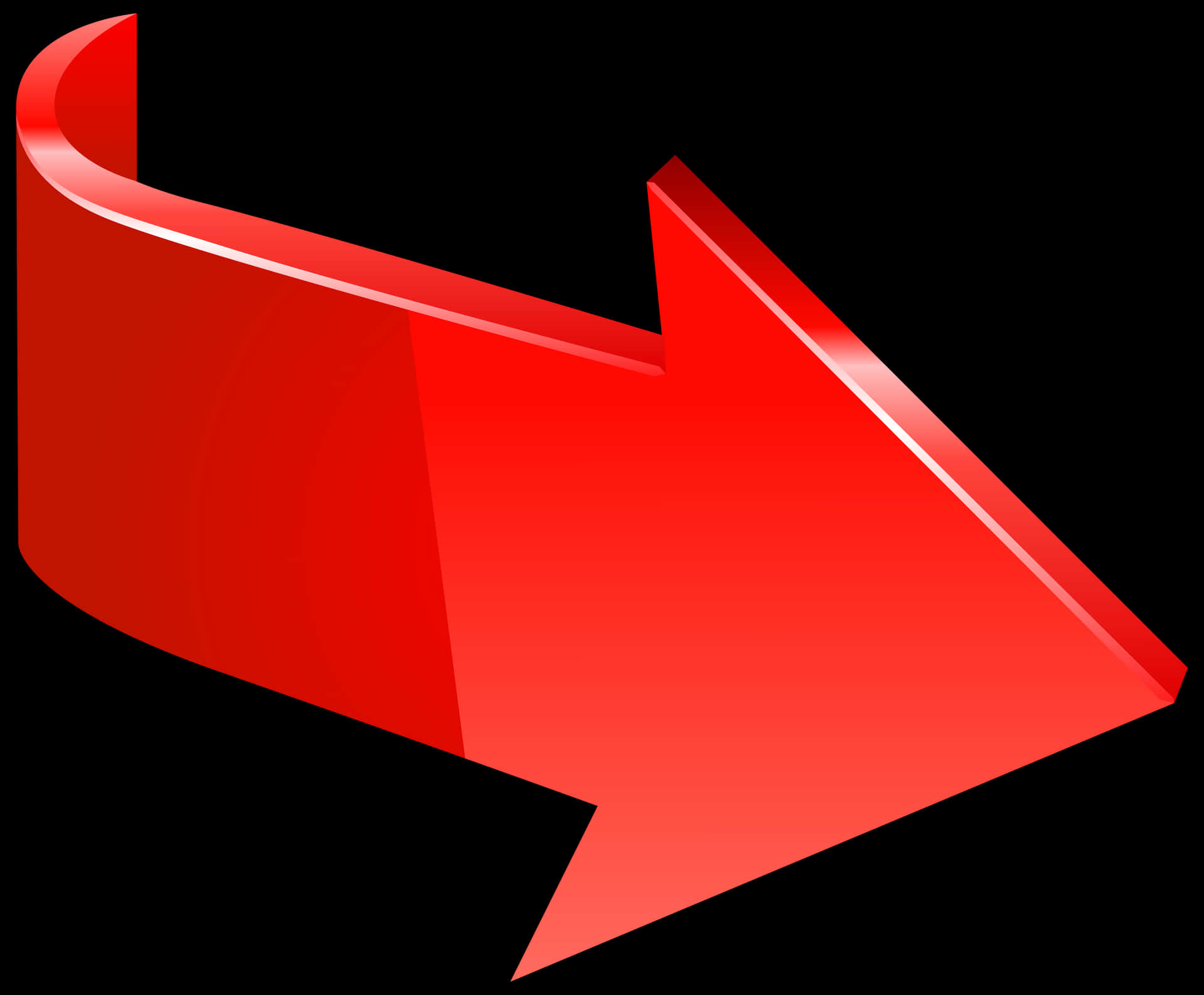 Red Curved Arrow Graphic PNG