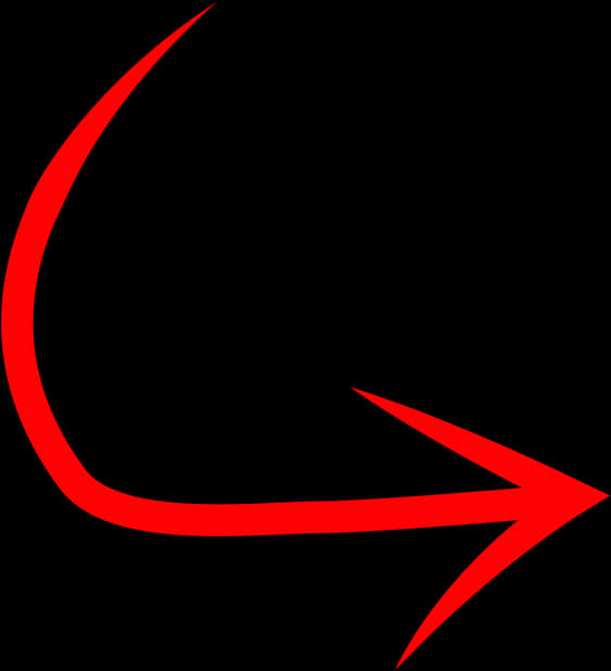 Red Curved Arrowon Black Background PNG