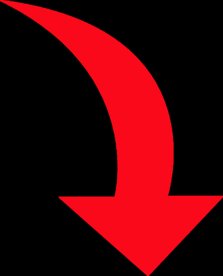 Red Curved Down Arrow PNG