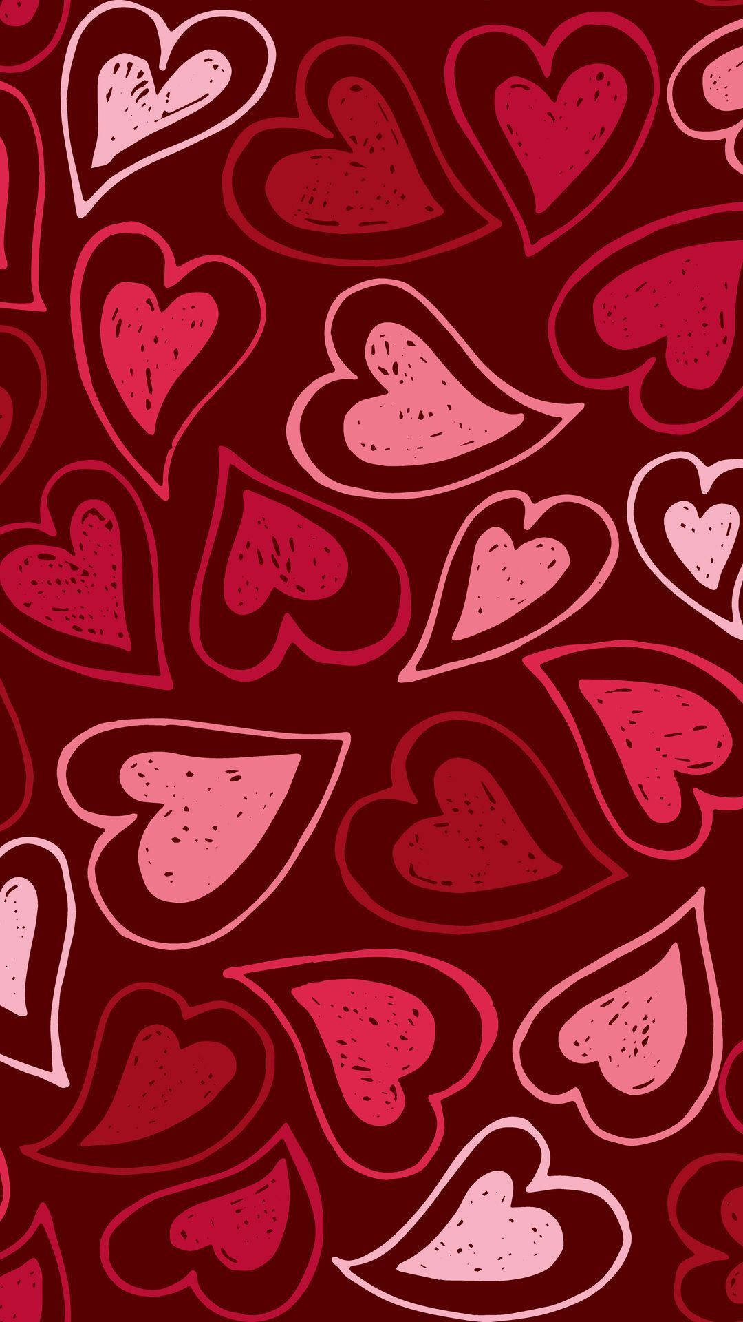 Red Curvy Wildflower Hearts Wallpaper