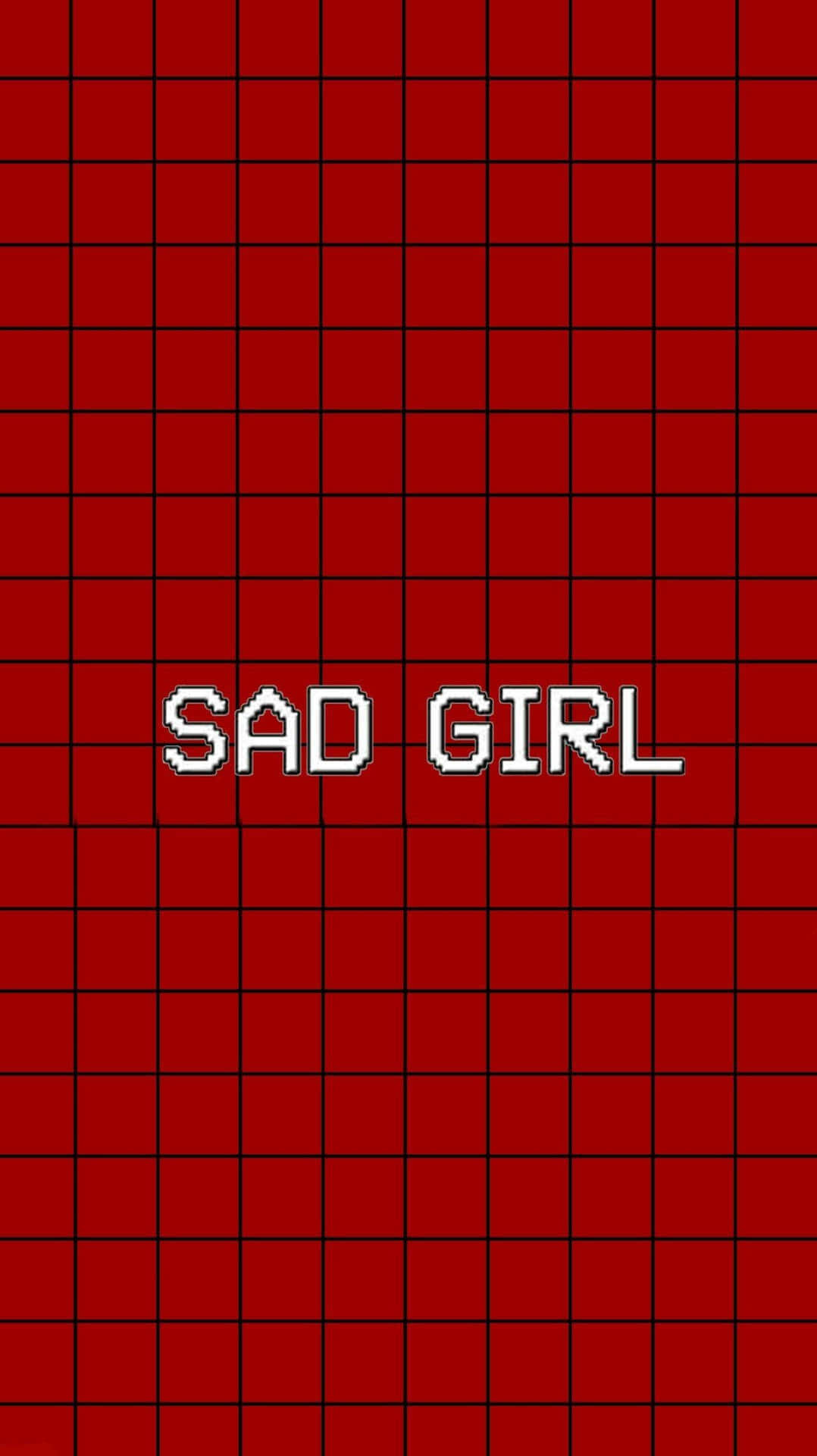 Red Cute Aesthetic Sad Girl Grid Wallpaper