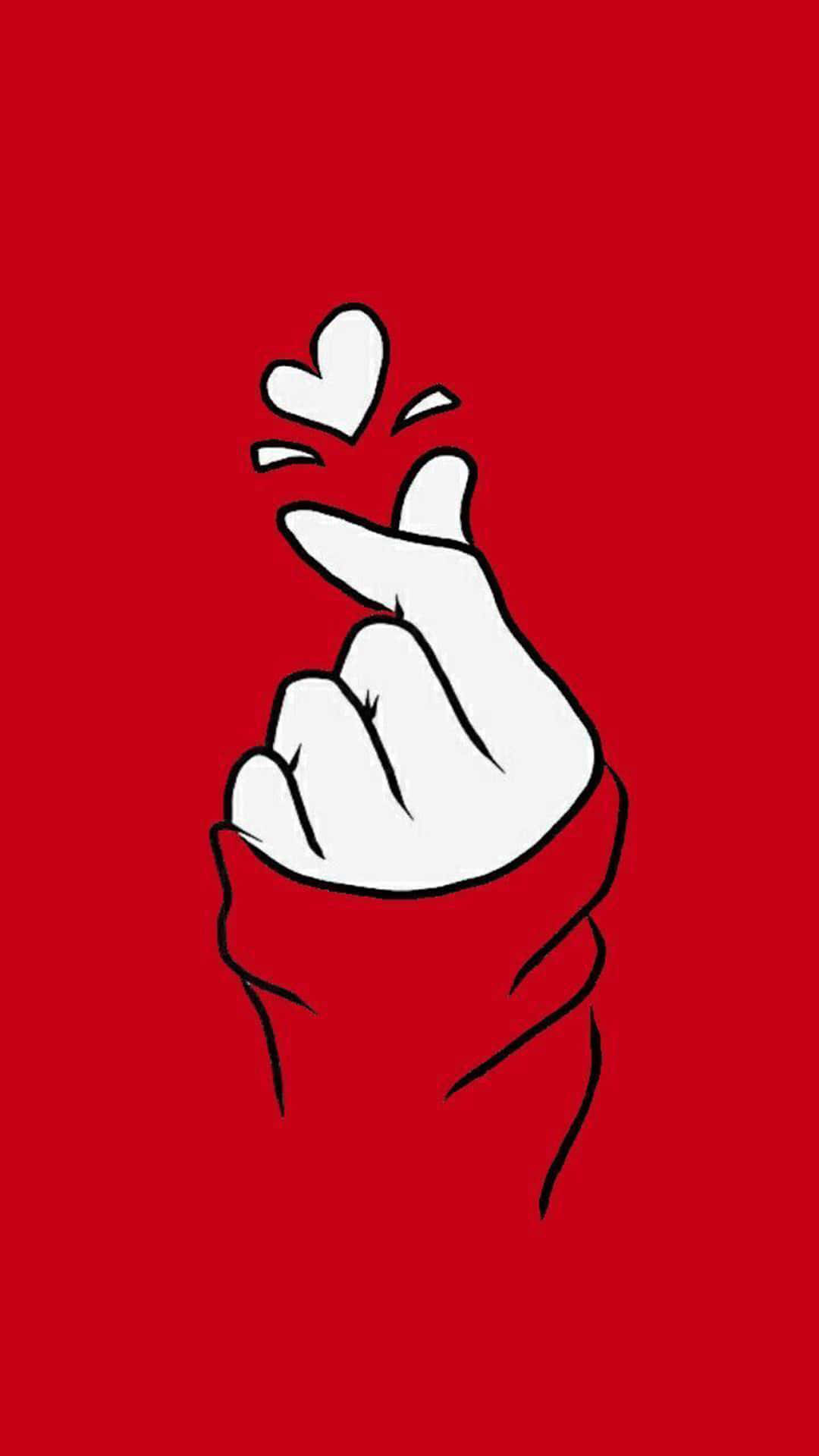 Red Cute Aesthetic Finger Heart Wallpaper