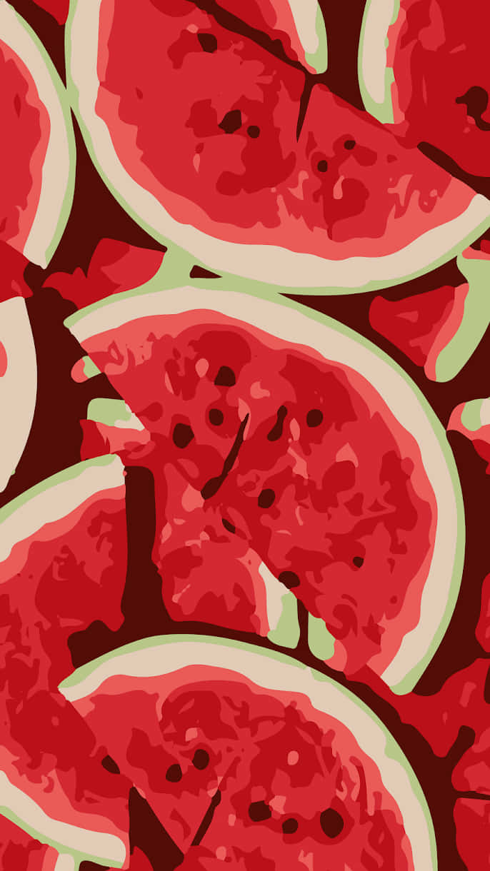 Red Cute Aesthetic Watermelon Wallpaper