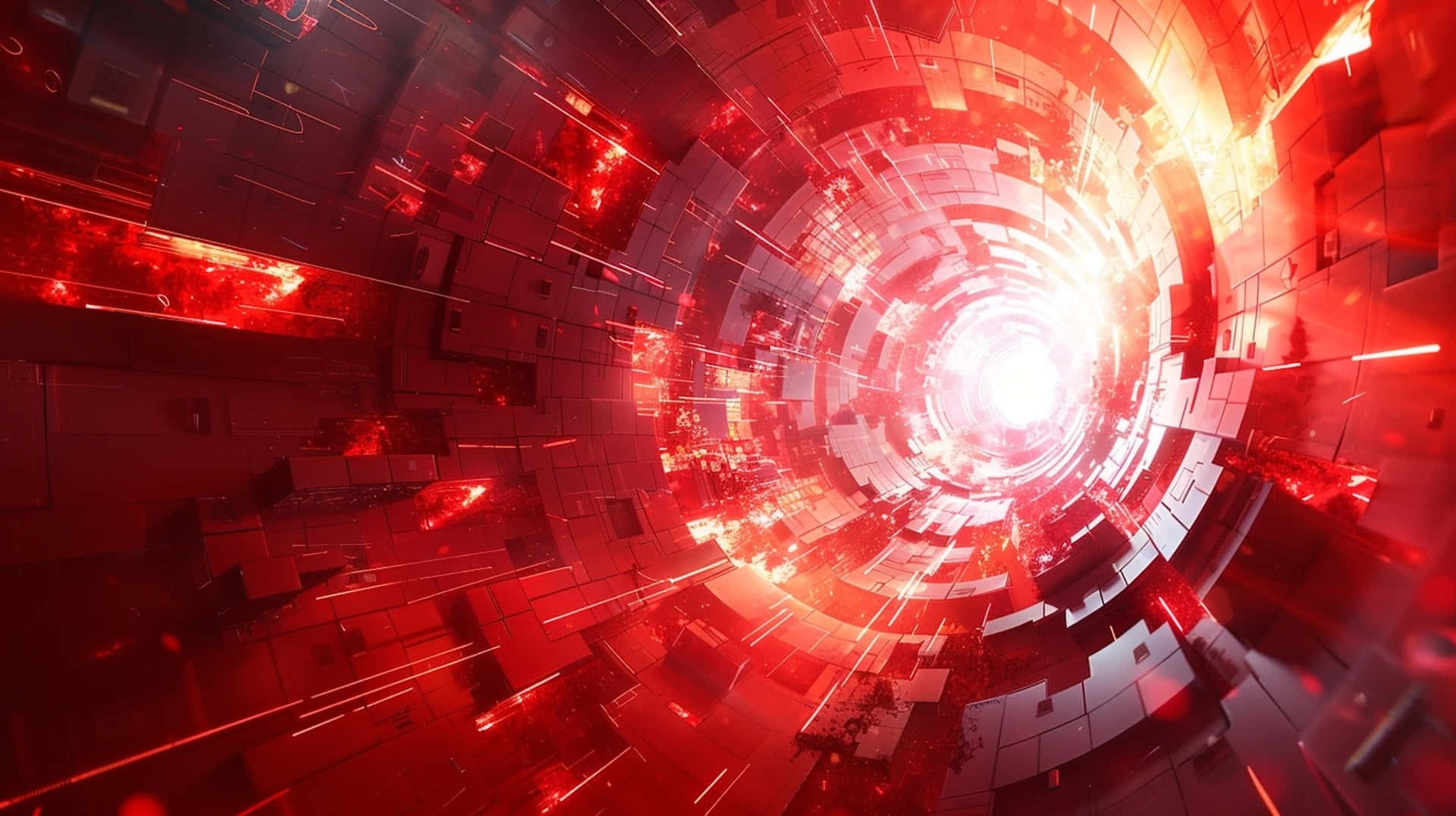 Red Cyber Tunnel Vortex Wallpaper