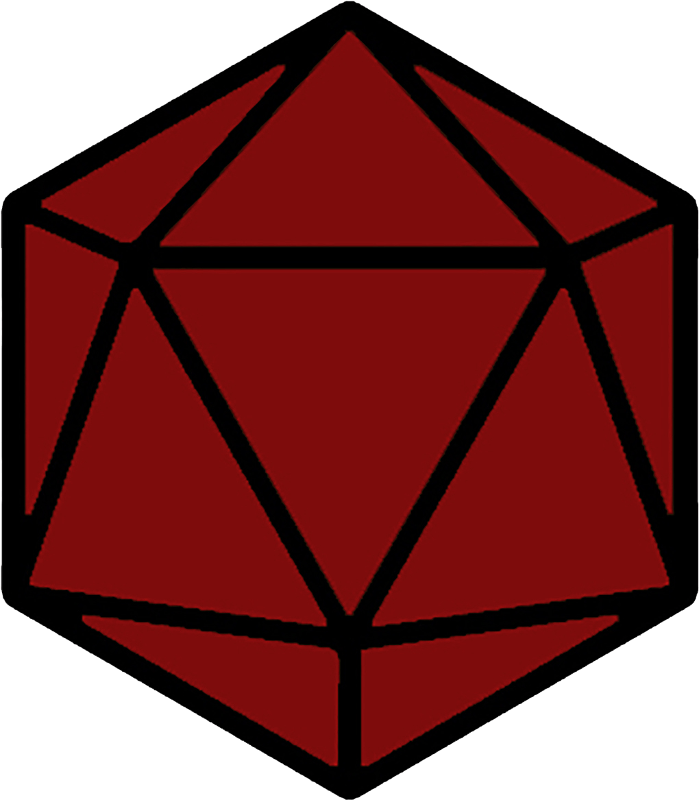 Red D20 Icosahedron Dice PNG