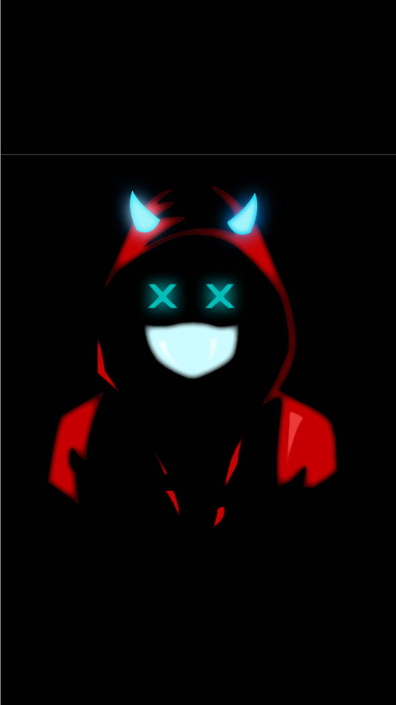 Red Dark Devil Neon Eyes Background