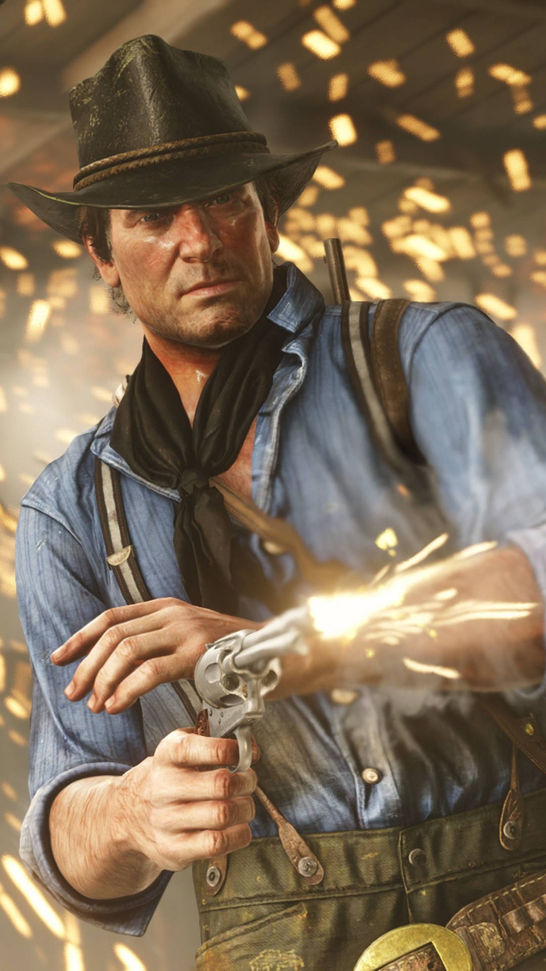 Caption: Riveting Red Dead Action on iPhone Wallpaper