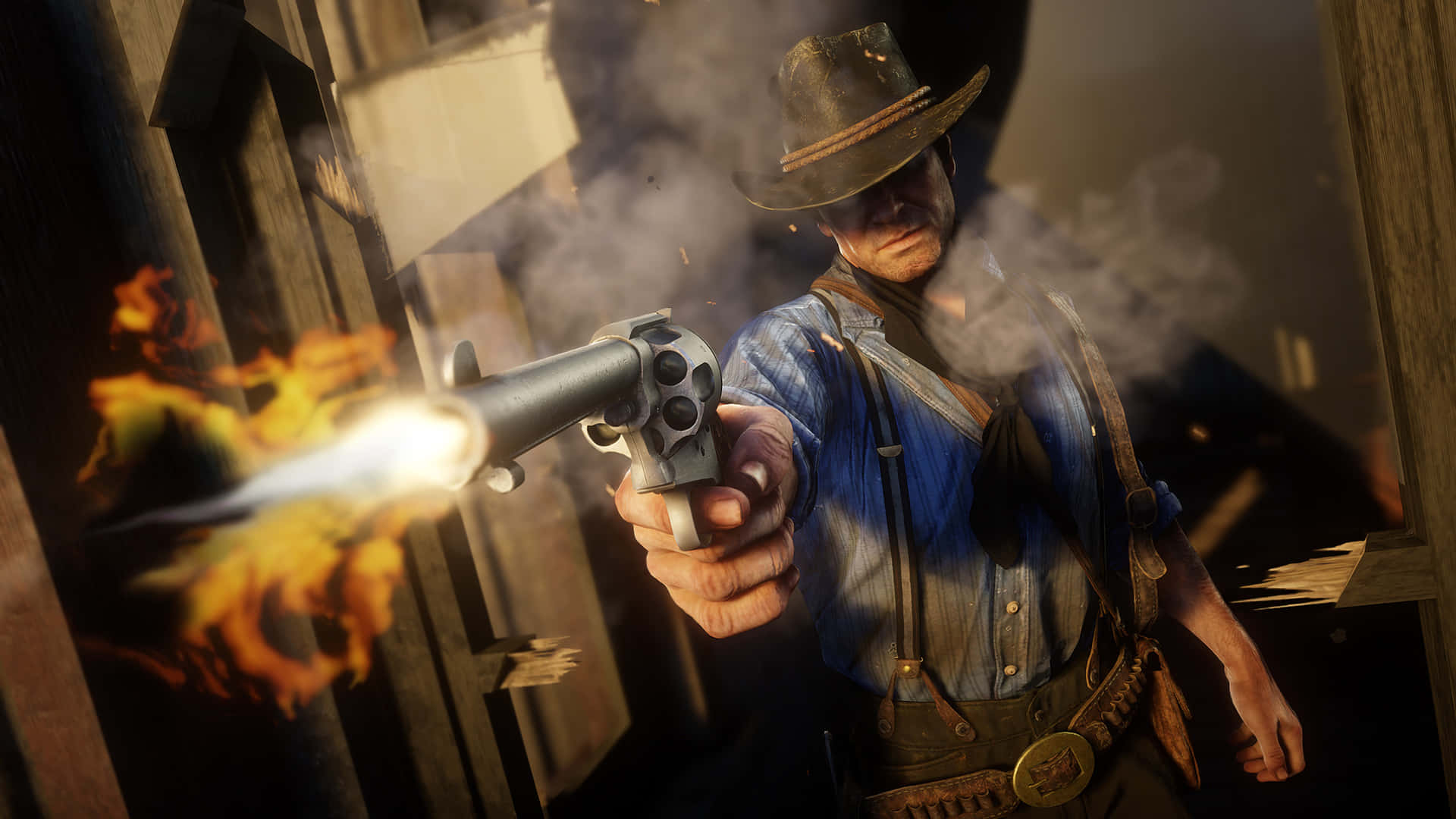Deltag i episk Wild West-slag med Red Dead Redemption 2 Full HD. Wallpaper